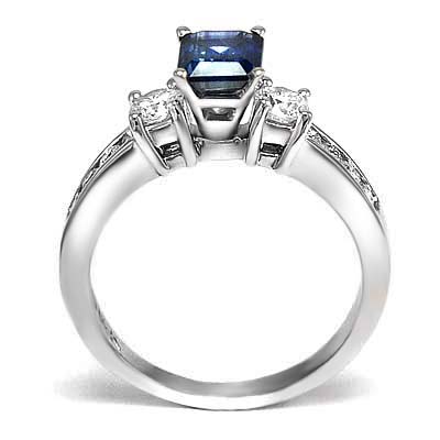 Emerald cut Sapphire Diamond Ring 14k