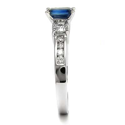 Emerald cut Sapphire Diamond Ring 14k
