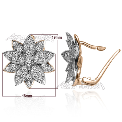 14k Gold Diamond Earrings Russian style