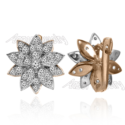 14k Gold Diamond Earrings Russian style