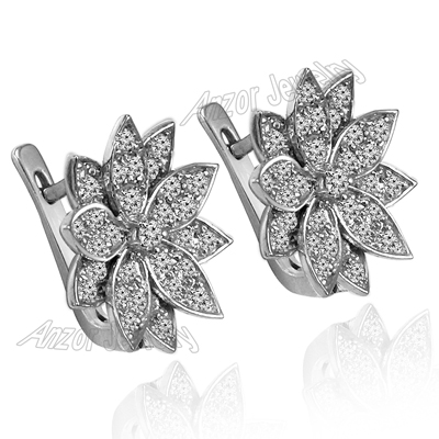 14k Gold Diamond Earrings European style