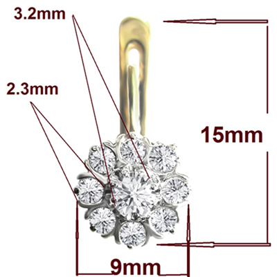 Old Russian Style Malinka Diamond 14K Earrings 585