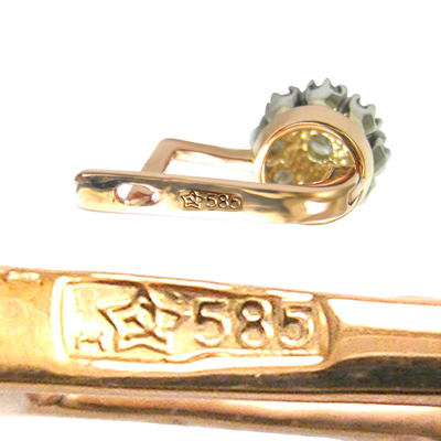 Old Russian Style Malinka Diamond 14K Earrings 585