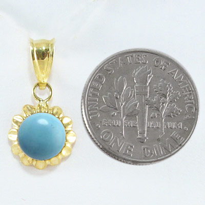 14k Gold Sunflower Truquoise Pendant