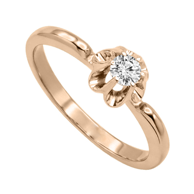 Russian Style 14k Rose Gold Diamond Ring