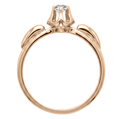 Russian Style 14k Rose Gold Diamond Ring