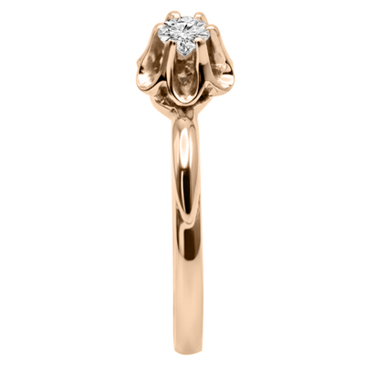 Russian Style 14k Rose Gold Diamond Ring