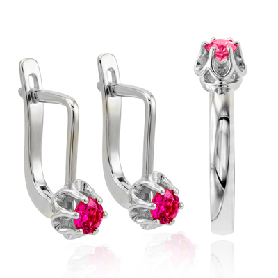 10k Gold Pink Sapphire Earrings and Ring Set