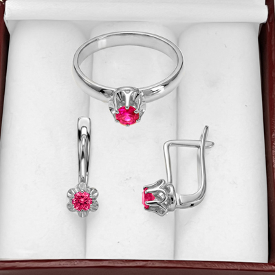 10k Gold Pink Sapphire Earrings and Ring Set