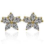 14K Gold Lab Grown Diamond Flower Earrings