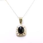 14k Gold Onyx Pendant 18" Singapore Chain