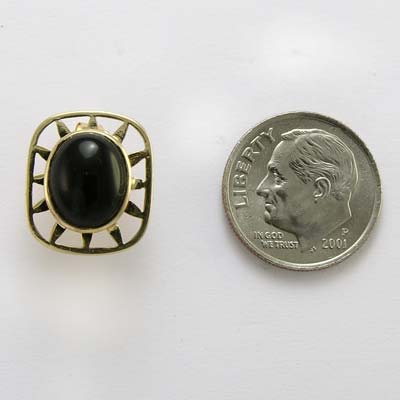 14k Yellow Gold Black Onyx Earrings
