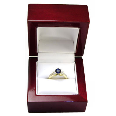 18k Gold Sapphire and Diamond Engagement Ring