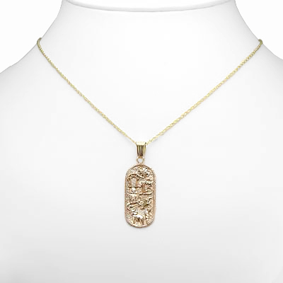 14k Gold 7 Talisman Good Luck Pendant 18"