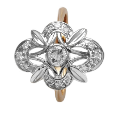 Russian style 14k Rose & White Gold Diamond Ring