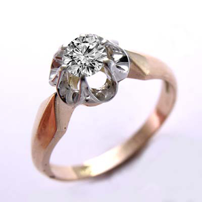 Diamond Russian Style ring 14k solid Gold