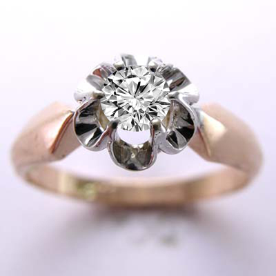 Diamond Russian Style ring 14k solid Gold