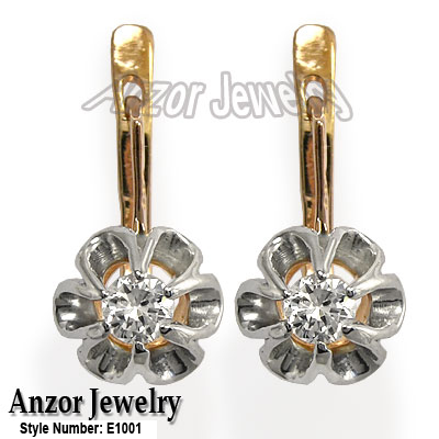 Russian style Lab Grown Diamond Earrings 14k 585