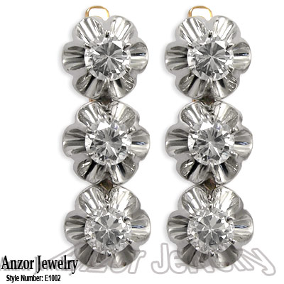 Russian Style Lab Grown Diamond earrings 14k