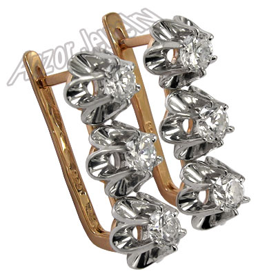 Russian Style Lab Grown Diamond earrings 14k