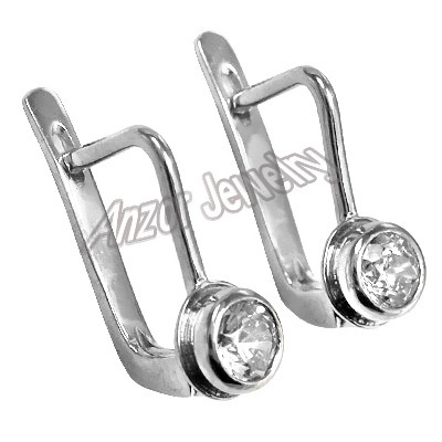 Russian Style Diamon Earrings in 14k White gold
