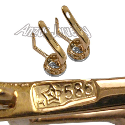 old Russian style Diamond Malinka Earrings 14k