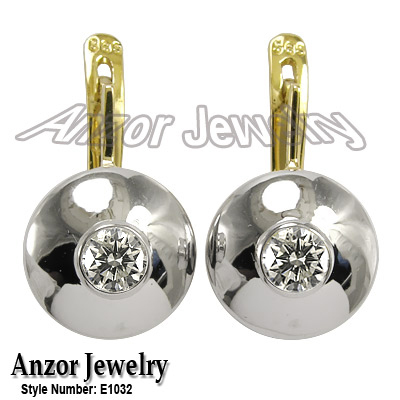 Russian Style 14k Gold Diamond Earrings 585
