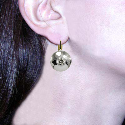 Russian Style 14k Gold Diamond Earrings 585