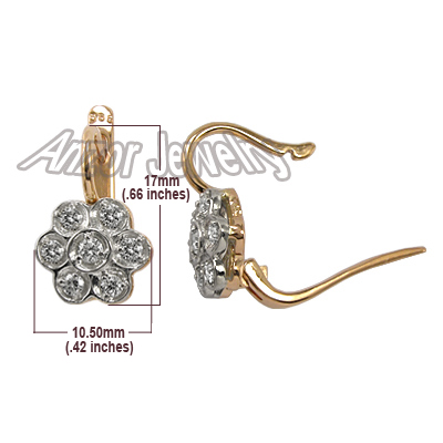14k Rose Gold Diamond Earrings Russian Style