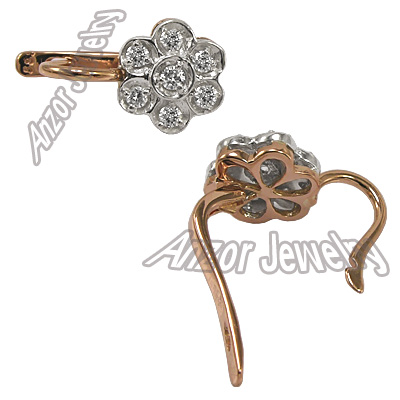 14k Rose Gold Diamond Earrings Russian Style