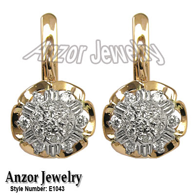 14k Rose Gold Diamond Earrings Russian Style