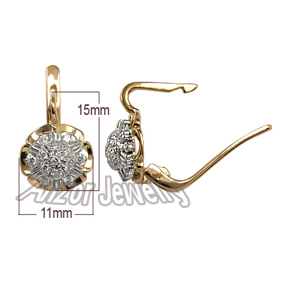 14k Rose Gold Diamond Earrings Russian Style