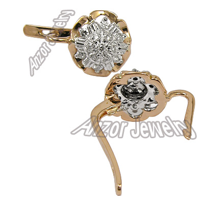 14k Rose Gold Diamond Earrings Russian Style