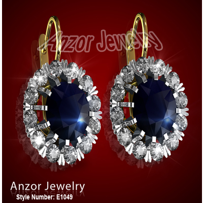 Russian Style Sapphire & Diamond Earrings 585