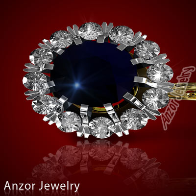 Russian Style Sapphire & Diamond Earrings 585