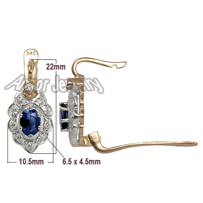 Russian Style Sapphire & Diamond Earrings 585