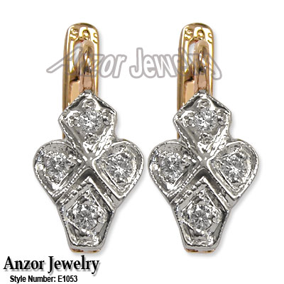Russian Style Drop Diamond Earrings 585