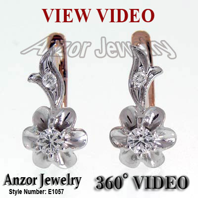 Russian style diamond earrings 14k gold