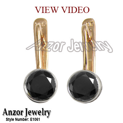 Russian Syle Earrings Black Diamond 585 14k