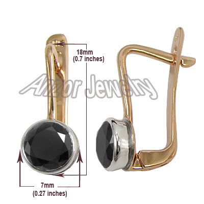 Russian Syle Earrings Black Diamond 585 14k
