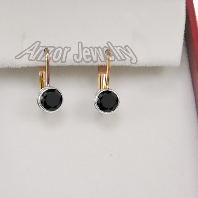 Russian Syle Earrings Black Diamond 585 14k