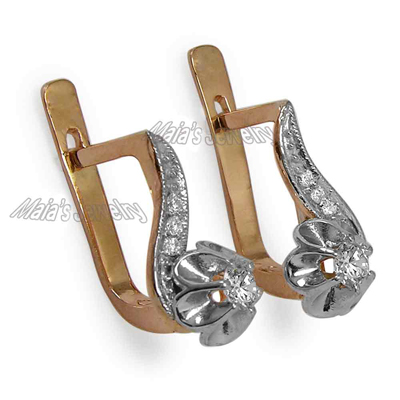 Russian Style White Sapphire Earrings in Silver