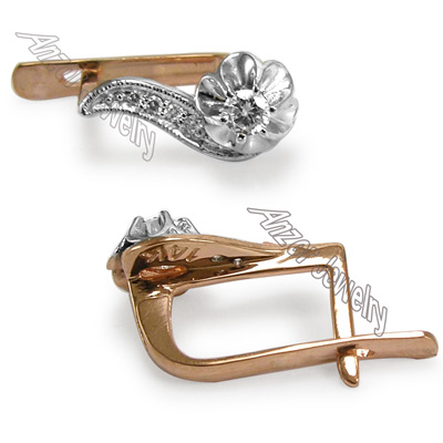 Russian Style White Sapphire Earrings in Silver