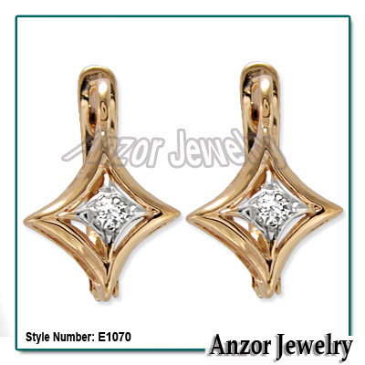 Russian Style Diamond Earrings 585 14K G VS1