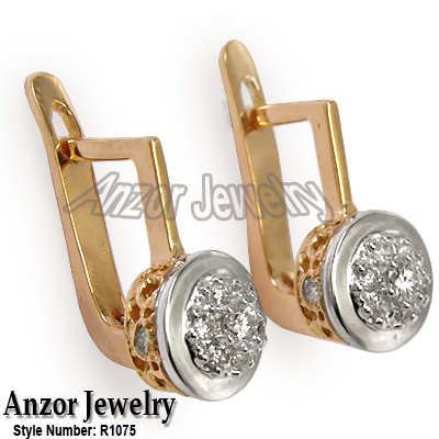 old Russian style Diamond Malinka Earrings 18K 750