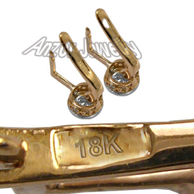 old Russian style Diamond Malinka Earrings 18K 750