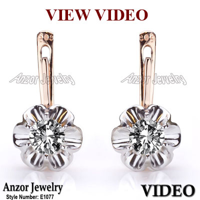 Russian Style Genuine Diamond Earrings 585