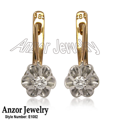 Russian Style Children's Diamond Earrings 585