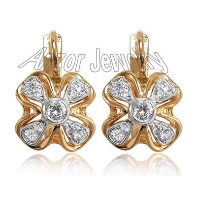 Russian Style Genuine CZ Silver Earrings