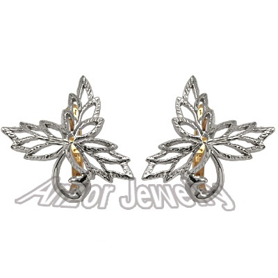 14k Rose and white Gold Design Earrings